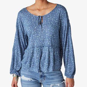 Lucky Brand Women's Printed Tie-Neck Top